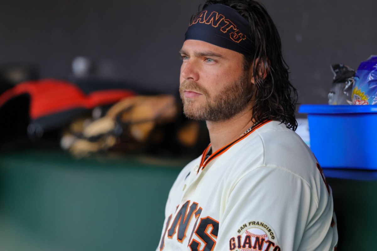 Jul 31, 2023; San Francisco, California, USA; San Francisco Giants shortstop Brandon Crawford (35) during the game against the Arizona Diamondbacks at Oracle Park.