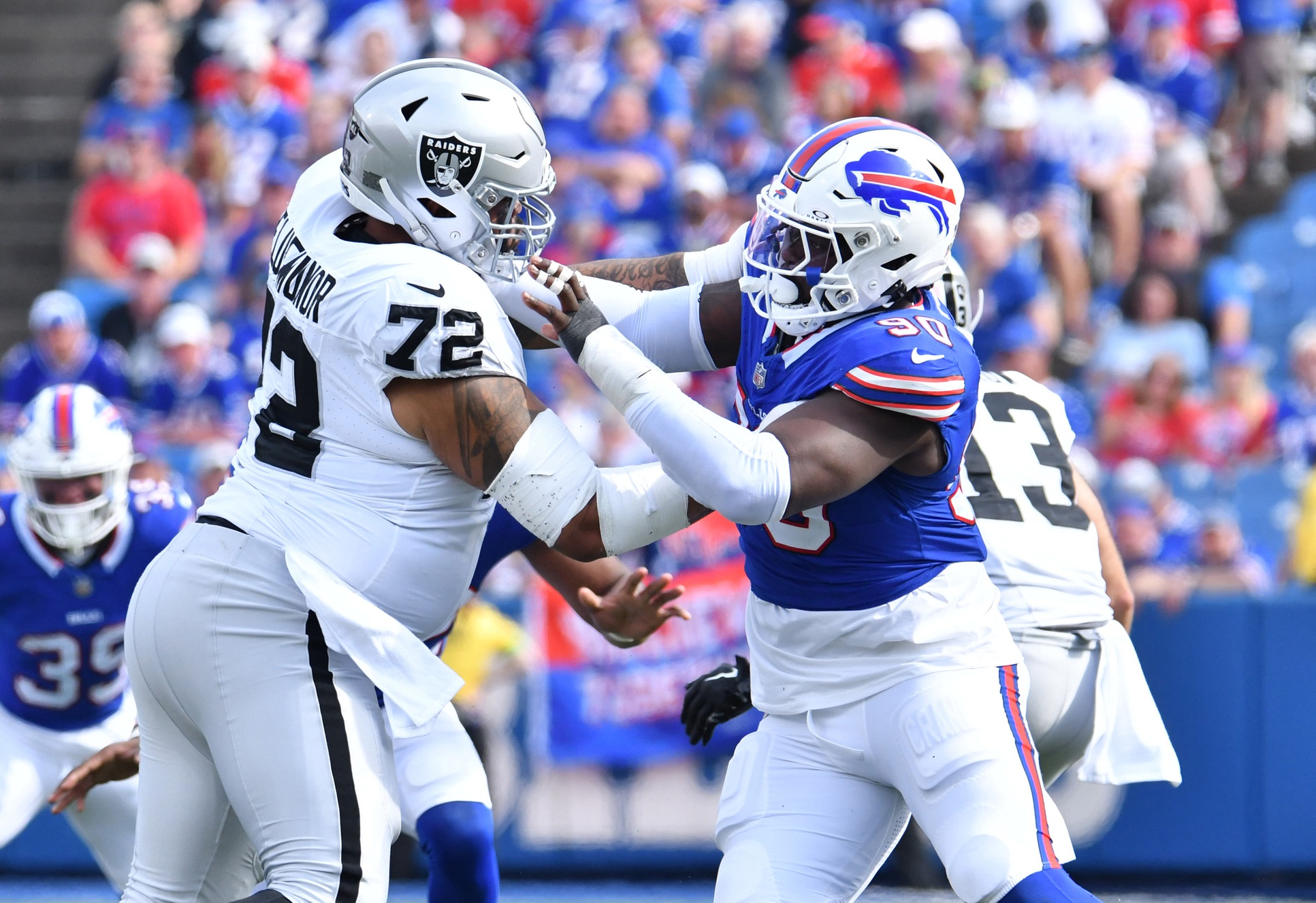 The Las Vegas Raiders must replace right tackle Jermaine Eluemunor, who started for the last two seasons.