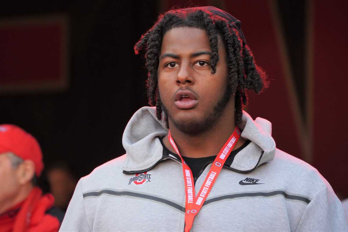 4-star OT Jordan Seaton during an unofficial visit to Ohio State in Columbus, Ohio, on November 27, 2022. (Photo by Lori Schmidt of the Columbus Dispatch)