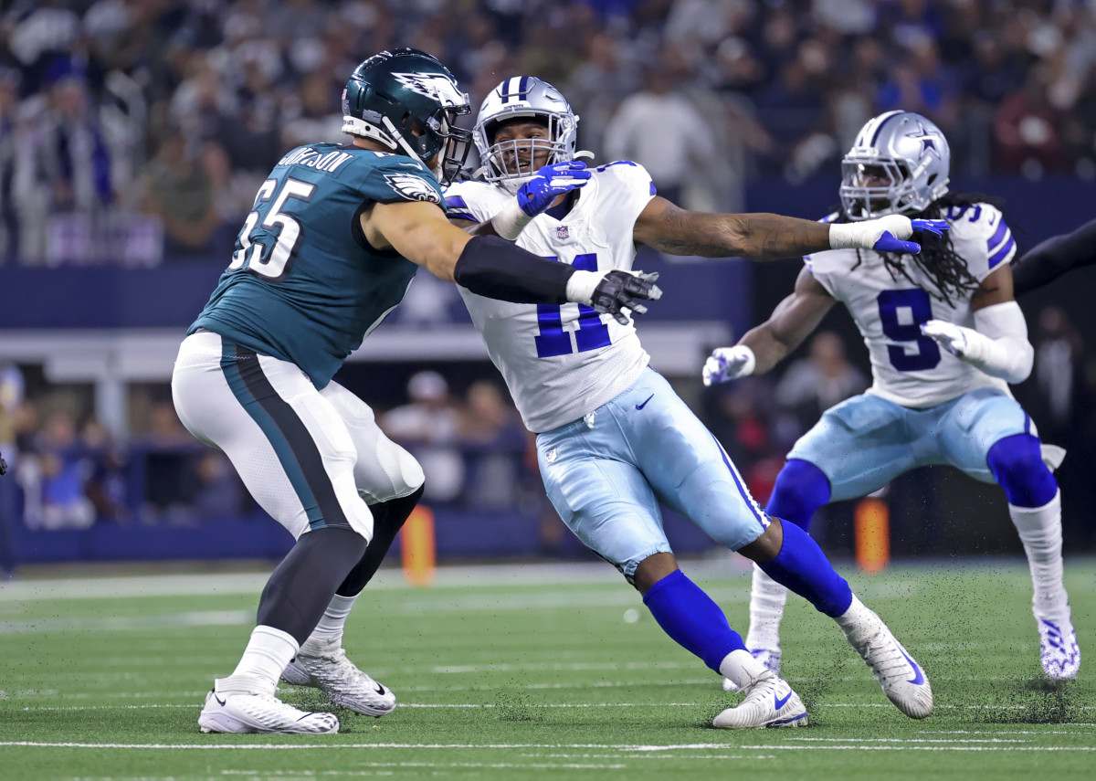 Micah Parsons and the Dallas Cowboys will compete with Lane Johnson and the Philadelphia Eagles for the NFC East title. (Kevin Jairaj/USA Today)