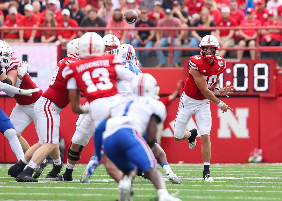 Haarberg Heinrich Haarberg 6 incomplete pass 2023 Nebraska football vs Louisiana Tech