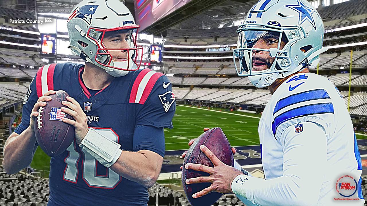 Patriots QB Mac Jones (L) and Cowboys QB Dak Prescott