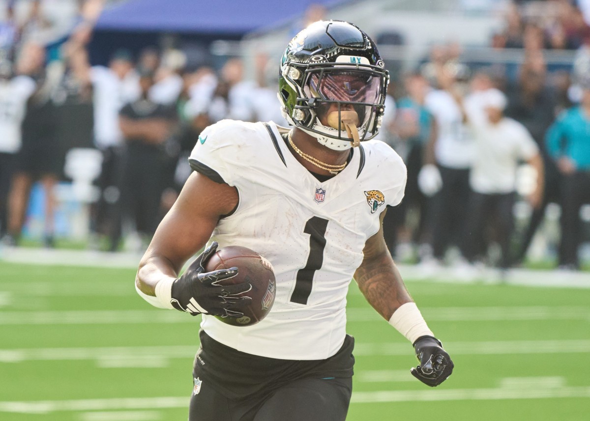 Jacksonville's Travis Etienne Jr. rushed for 136 yards on 26 carries, including two touchdowns in the Jaguars' win over the Bills in Week 5.