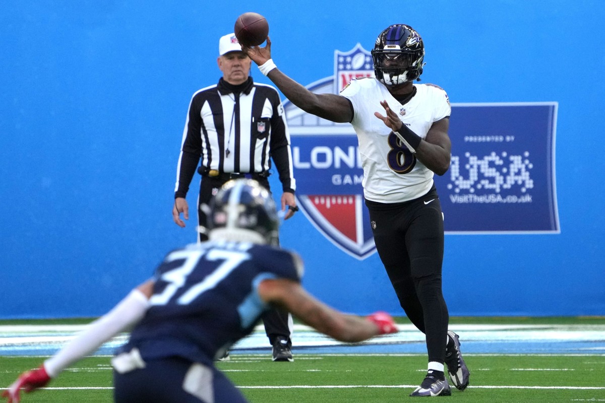 Ravens quarterback Lamar Jackson was 21-of-30 for 223 yards and a touchdown passing, and also had 62 yards rushing on 13 attempts in Baltimore's win over Tennessee in Week 6.