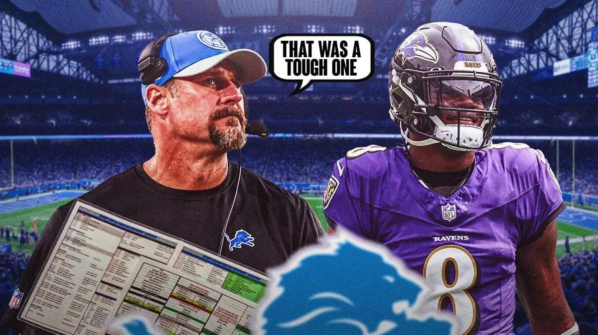 Dan Campbell (L) and Lamar Jackson