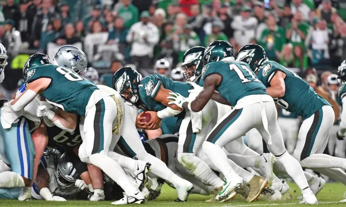 Jalen Hurts is tied for second in the NFL in rushing touchdowns with 11 on the season.