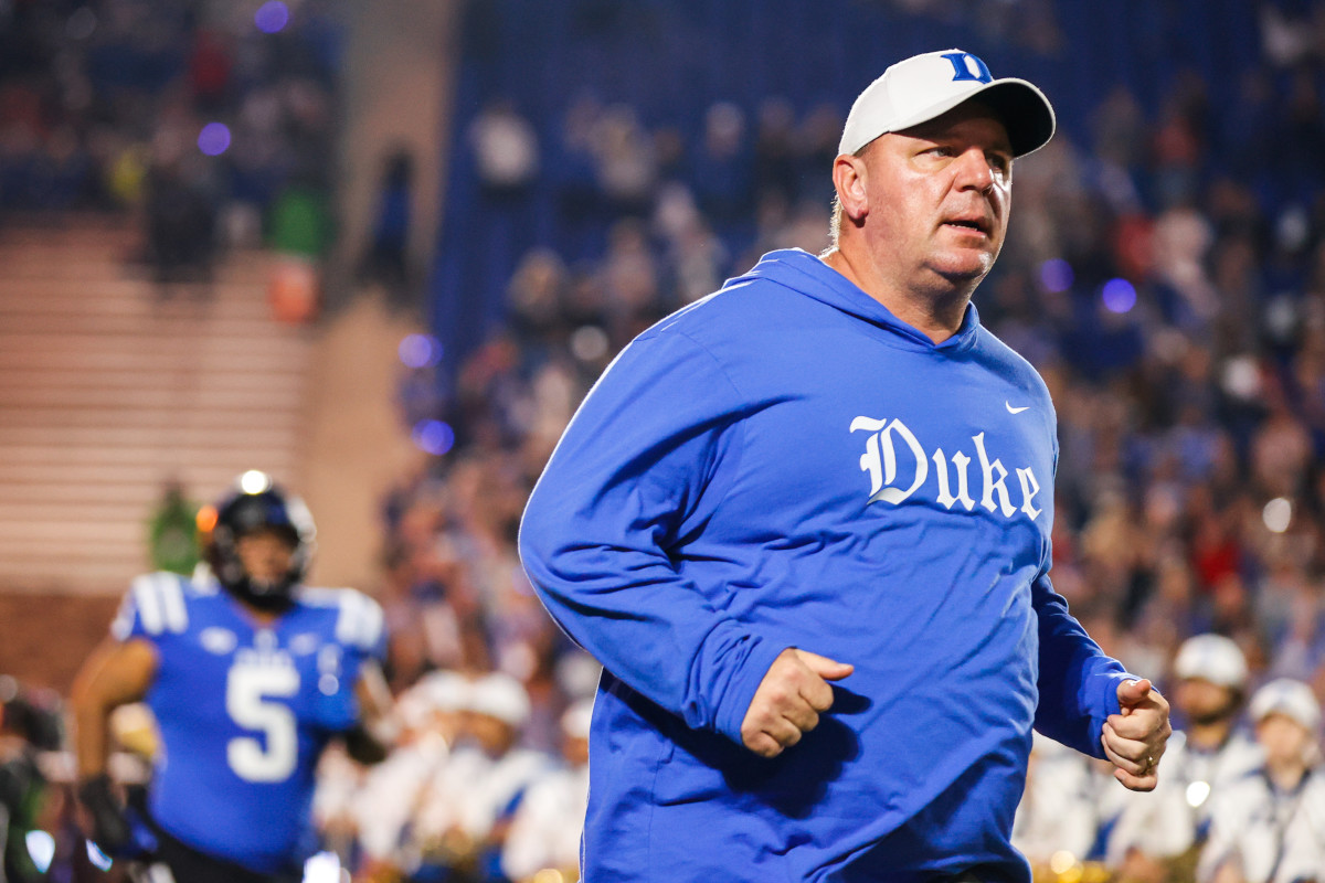 Oct 14, 2023; Durham, North Carolina, USA; Duke Blue Devils head coach Mike Elko before the first half of the game against North Carolina State Wolfpack at Wallace Wade Stadium.