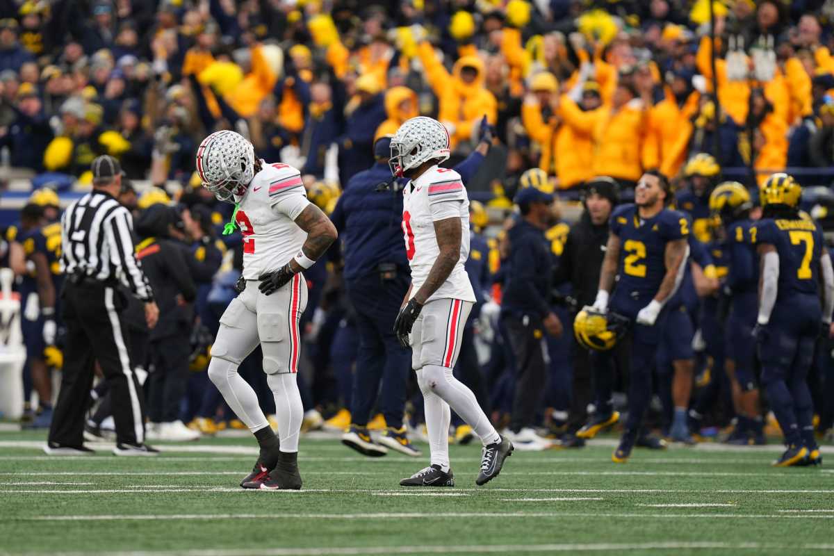 Ohio State players leave Michigan Stadium upset following a 30-24 loss to Michigan