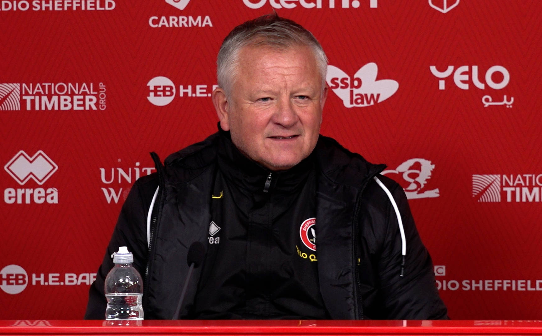 Manager Chris Wilder pictured during his first press conference after being rehired by Sheffield United in December 2023