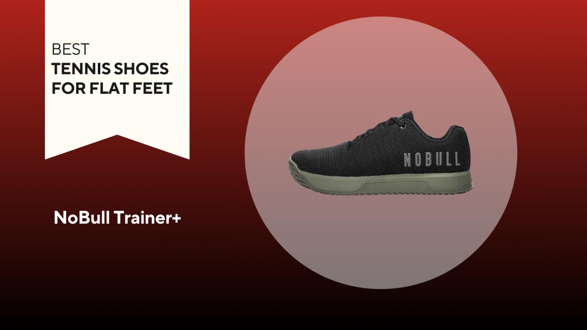 An image of a black NoBull Trainer+ against a red background.