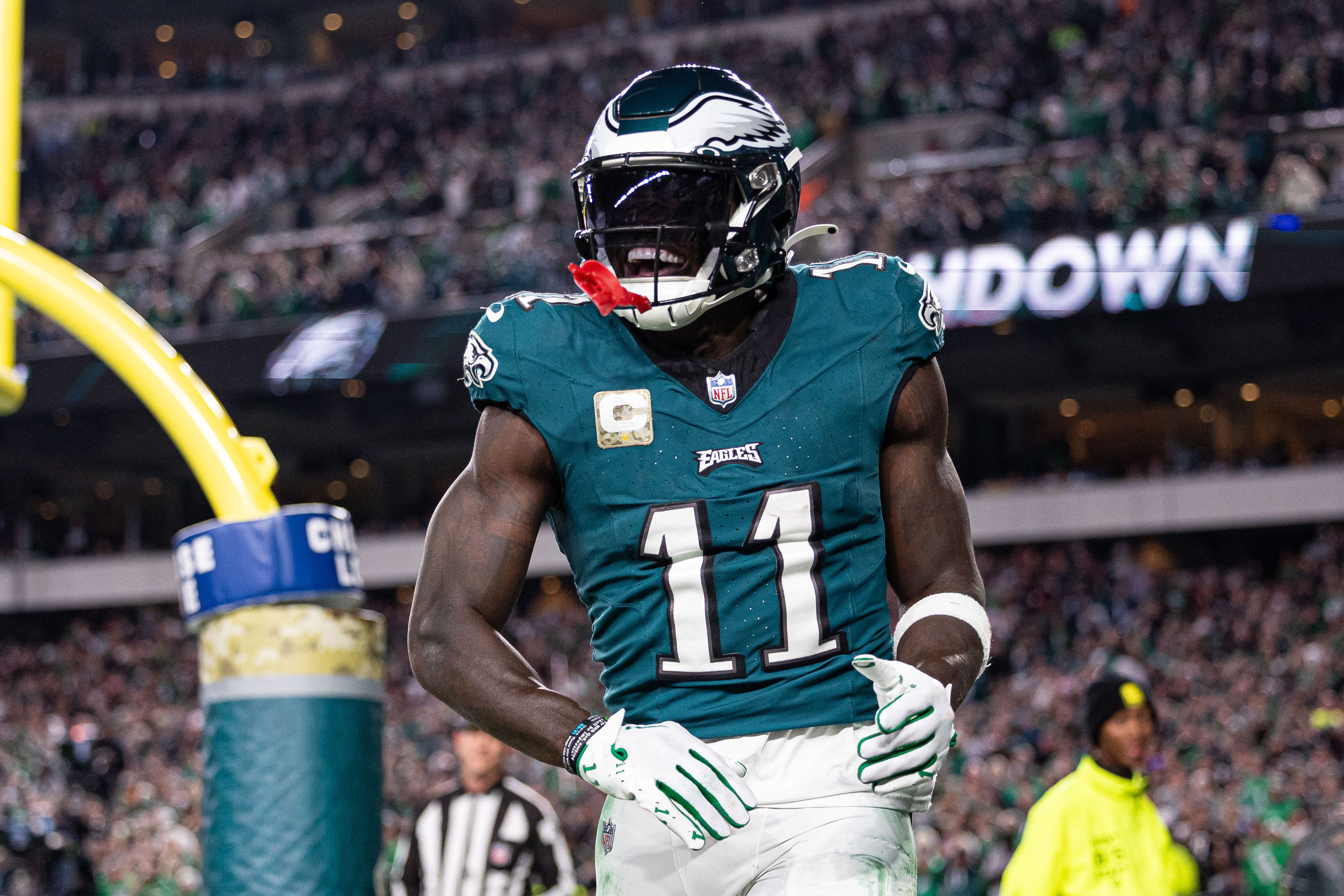 Philadelphia Eagles receiver A.J. Brown had a big game against the Dallas Cowboys in Week 9. 