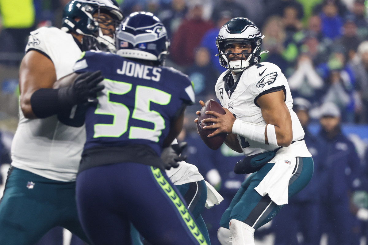 Jalen Hurts and the Philadelphia Eagles remain in control of the NFC East despite three-straight losses. 