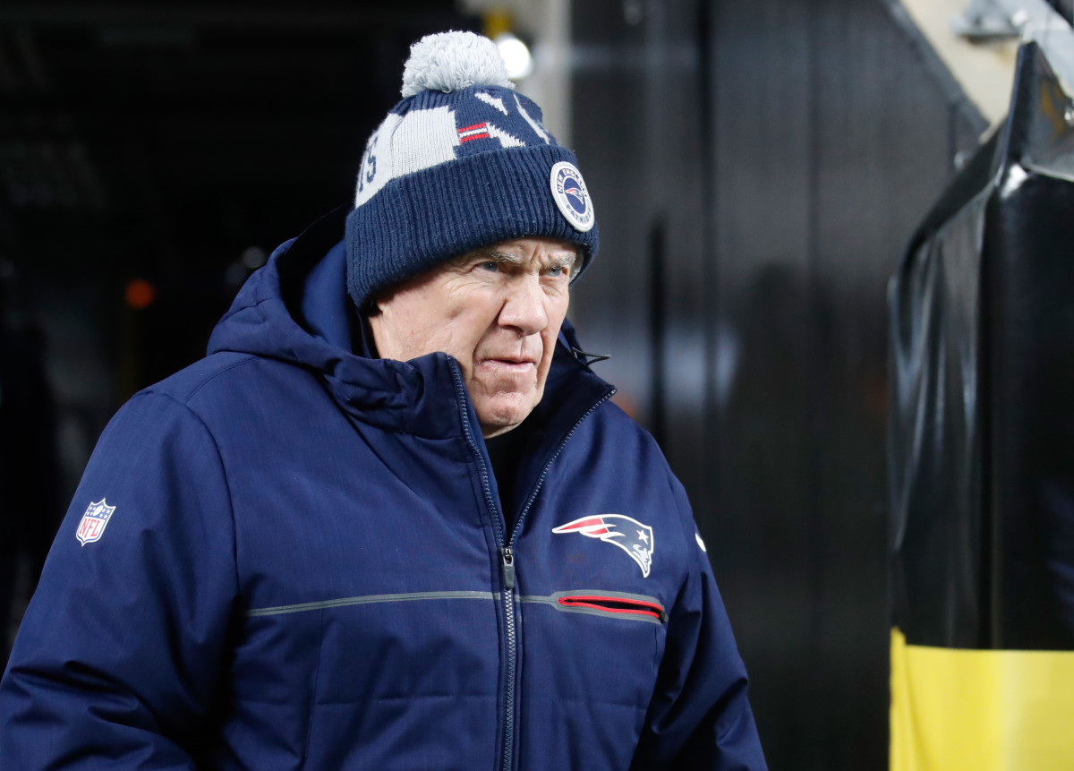 Dec 7, 2023; Pittsburgh, Pennsylvania, USA; New England Patriots head coach Bill Belichick walks to the field before the game against the Pittsburgh Steelers at Acrisure Stadium.